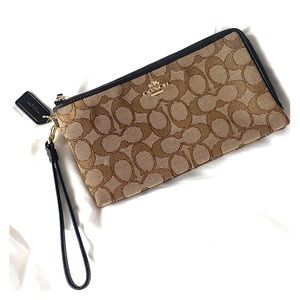 Coach Signature Double Zipper Clutch Wallet